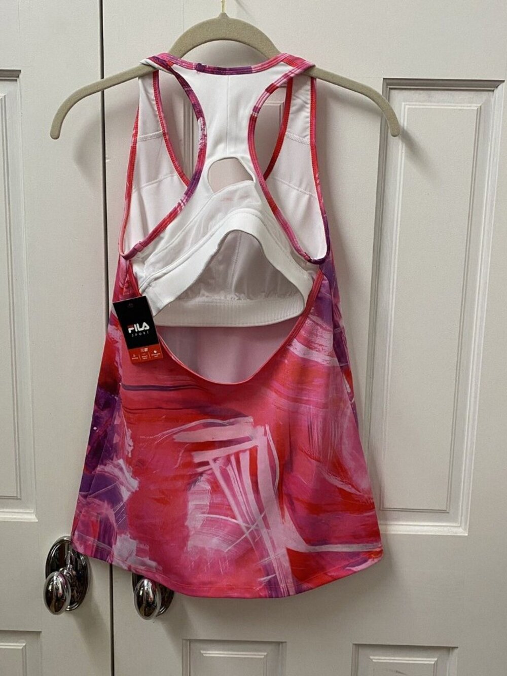 Fila Tunic Sports Tank Top Womens Size XS Hot Pink Purple Shelf Bra NEW - Picture 4 of 5